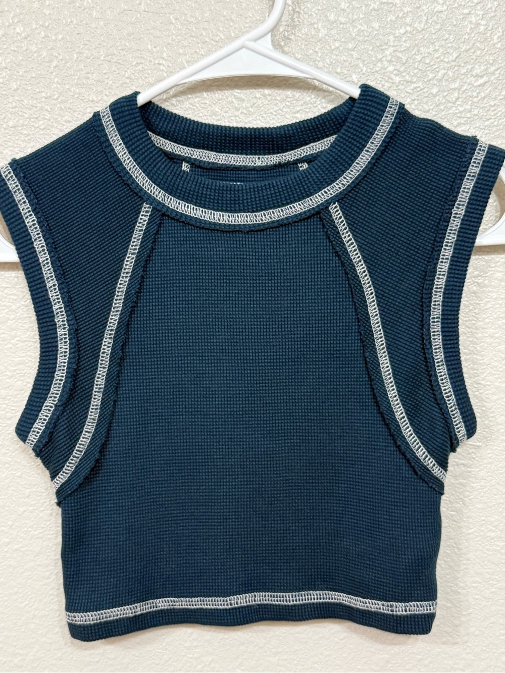 Urban Outfitters Teal Contrast Stitch Waffle Crop XS